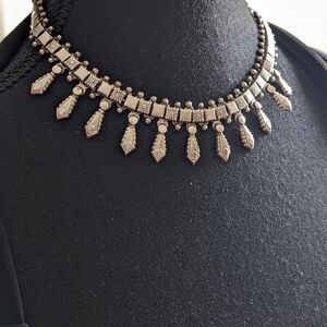 Sterling Sil 925 Victorian Rival Tribal Bohemian Spiked Choker Necklace Signed